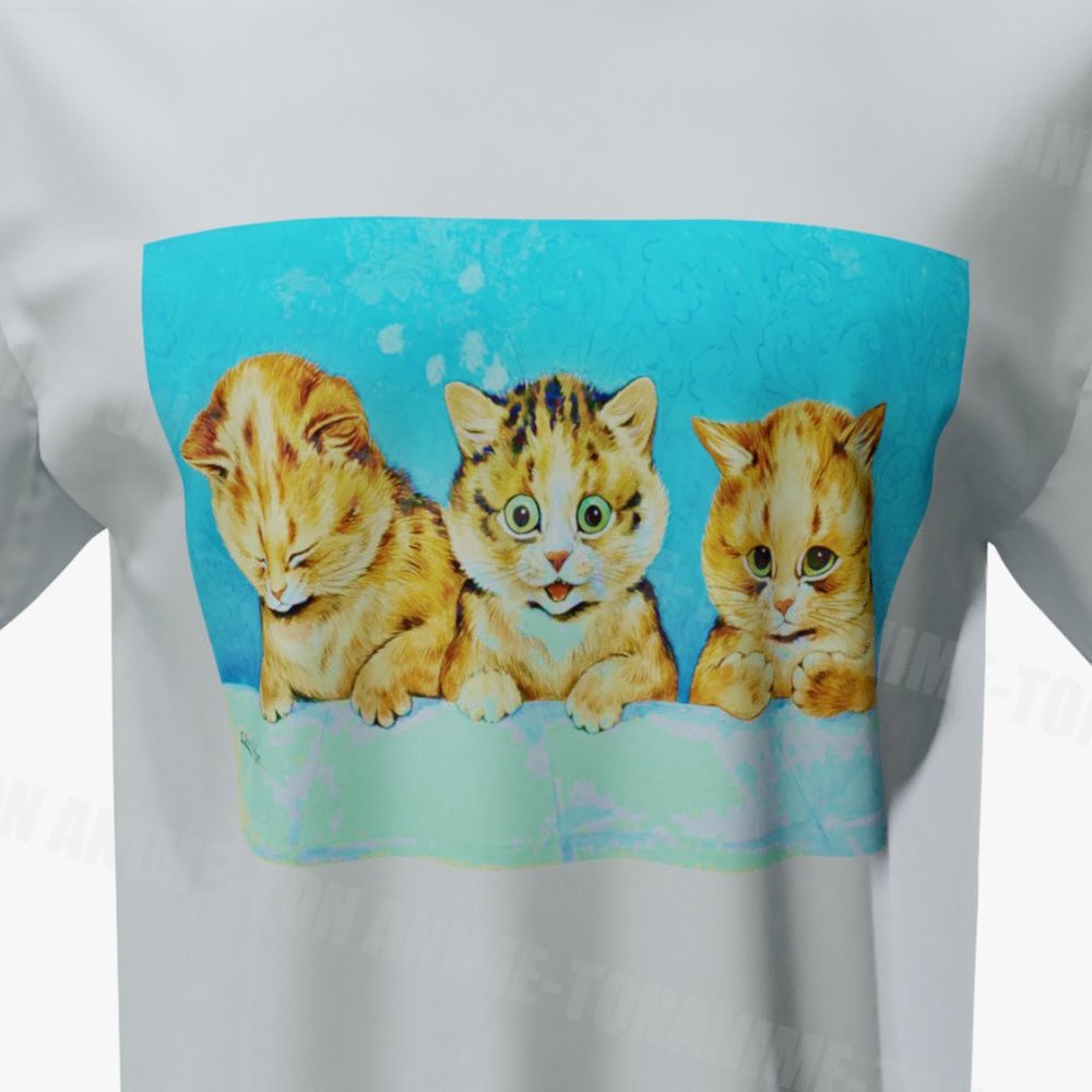Louis Wain - Cat Art - Three Kittens - Tshirt - Cotton
